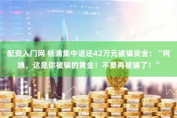 配资入门网 杨浦集中返还42万元被骗资金：“阿姨，这是你被骗的黄金！不要再被骗了！”